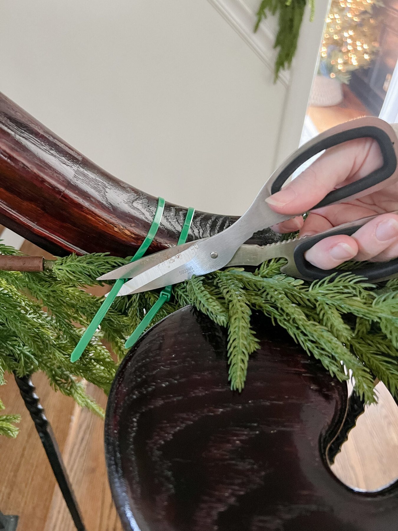 cutting zip ties with scissors