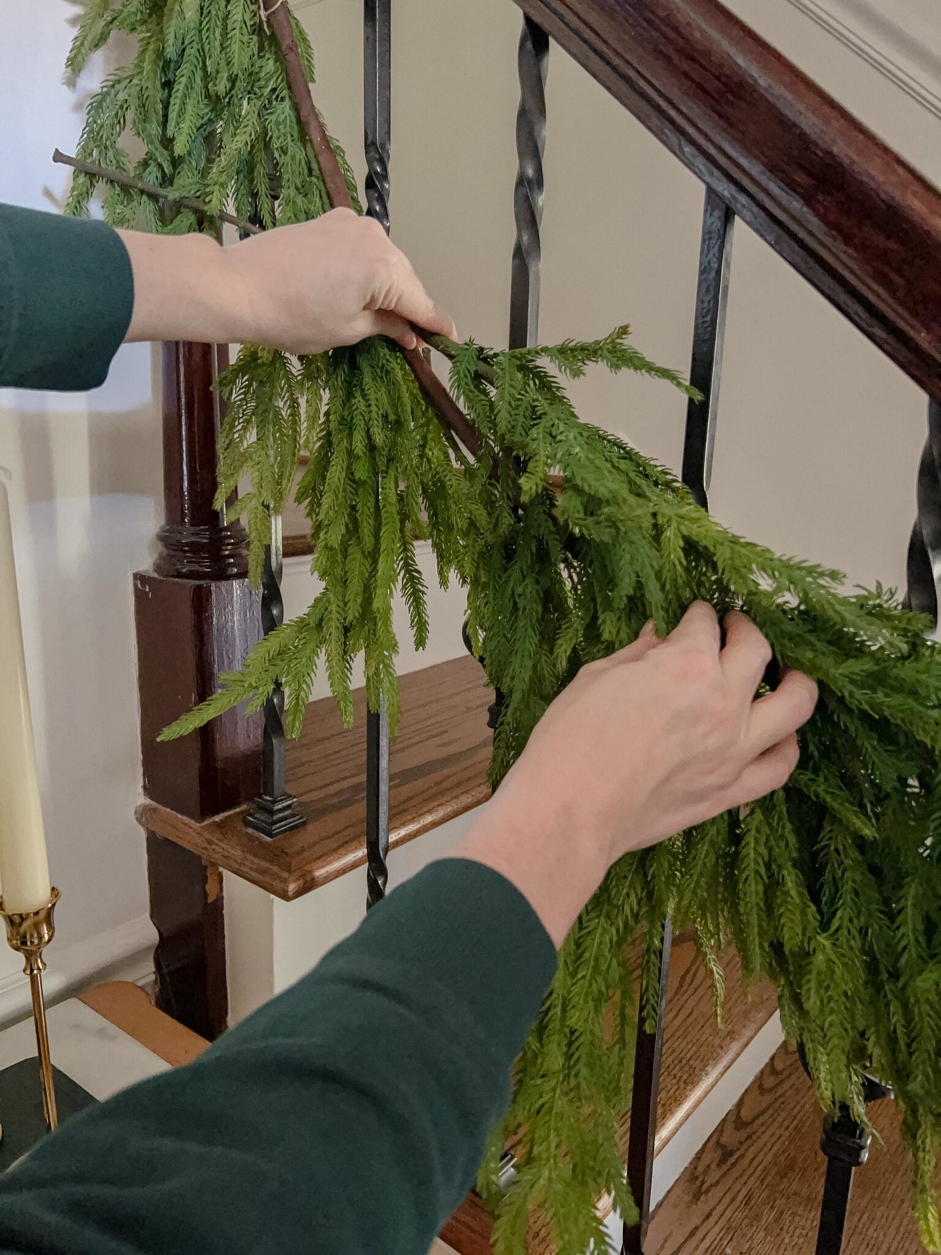 adding stems to garland to make it appear more full