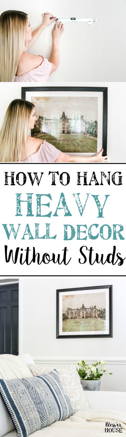 How to Hang Heavy Wall Decor Without Studs | unigumushane.com - One handy little tool to use when hanging heavy wall decor on drywall that's not on a stud. (With little damage and an easy way to level!)