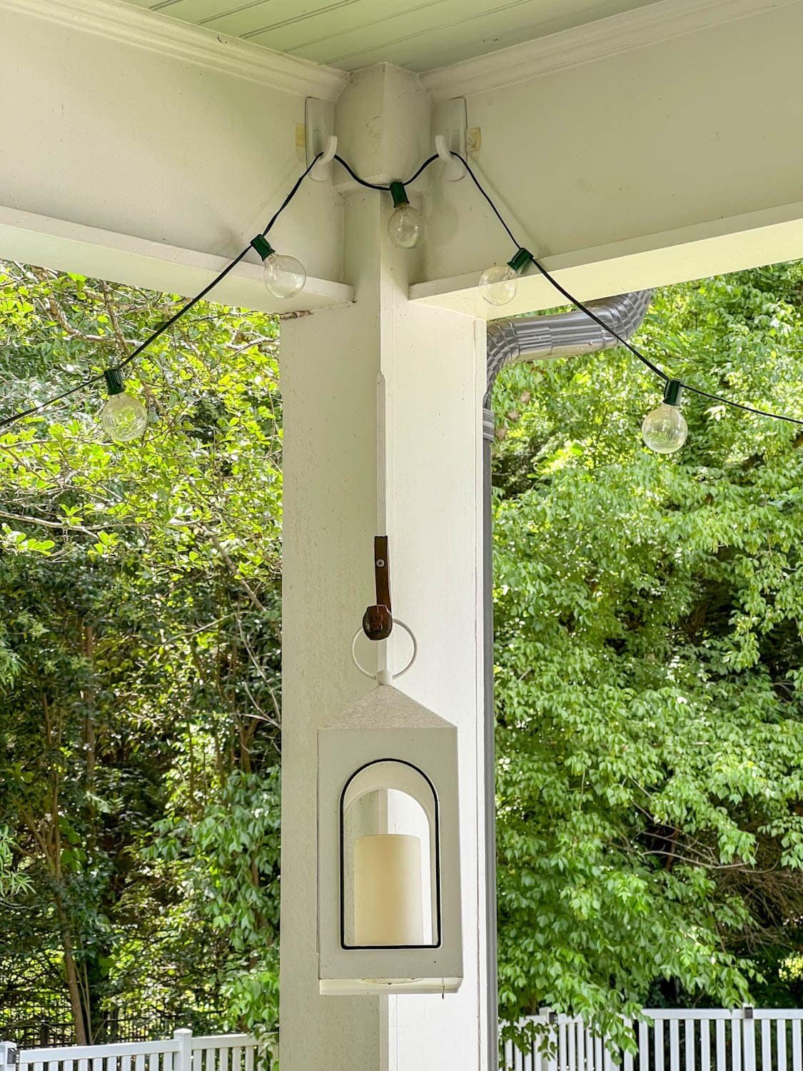 porch string lights hanging from Command hooks