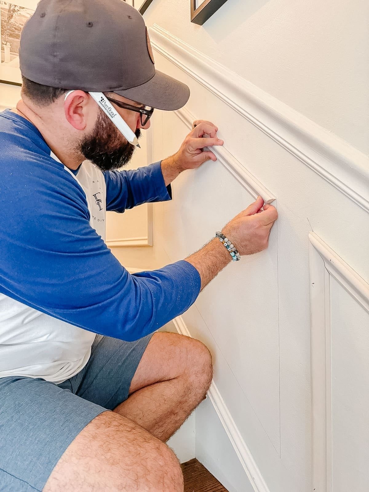 installing picture frame molding on stairs