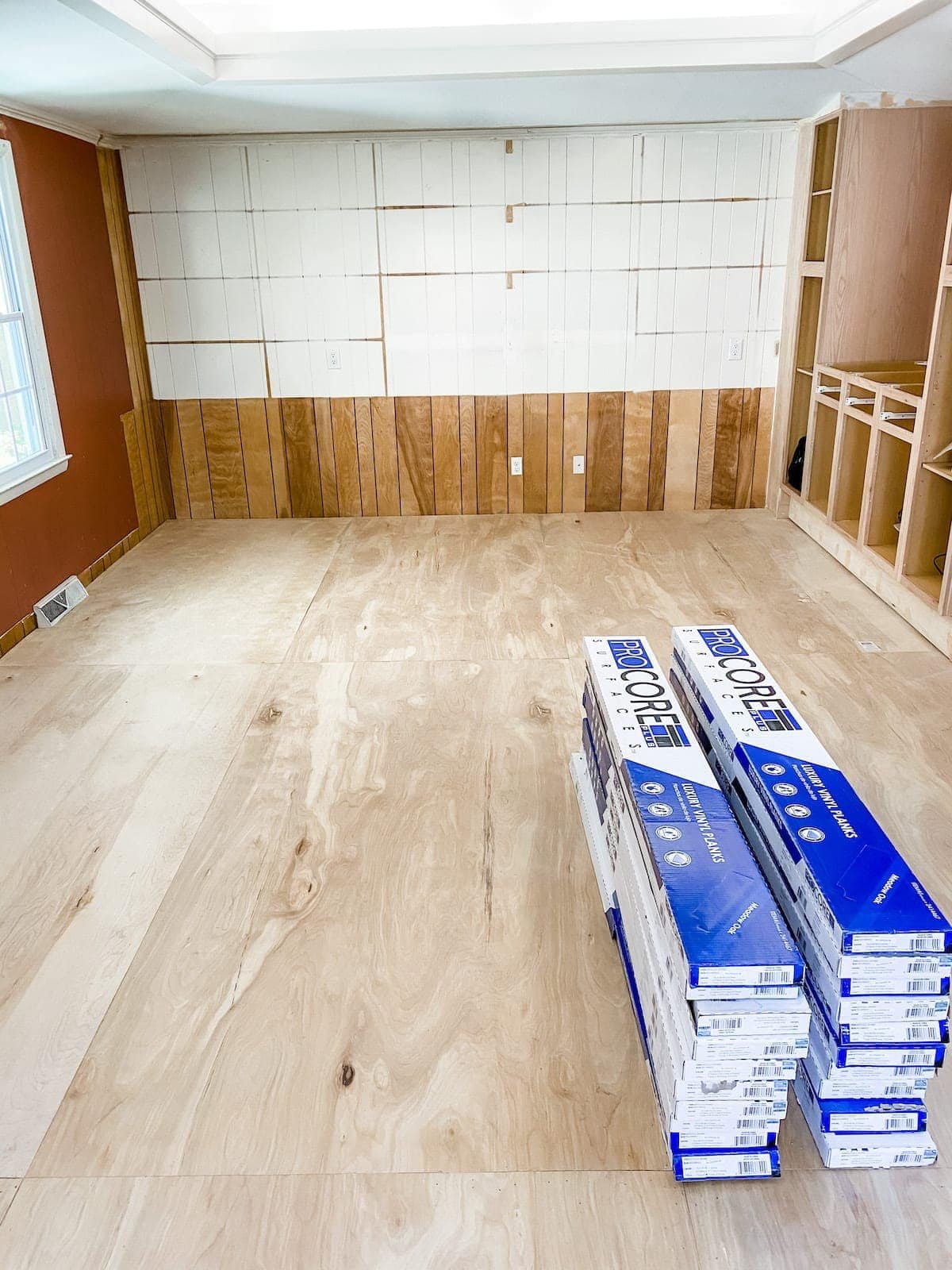 LVP flooring acclimating in a room