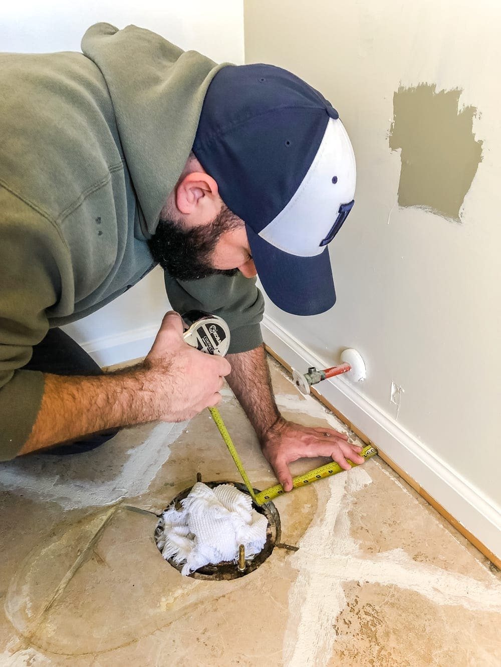 measure for obstacles when making flooring template