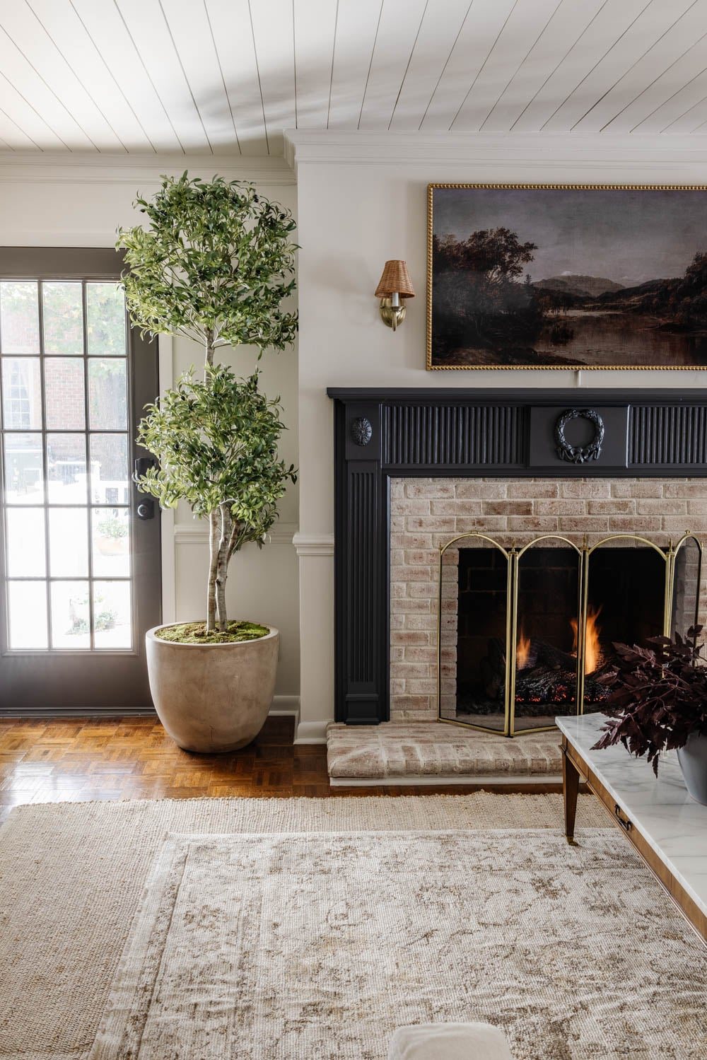 layered rugs in a living room