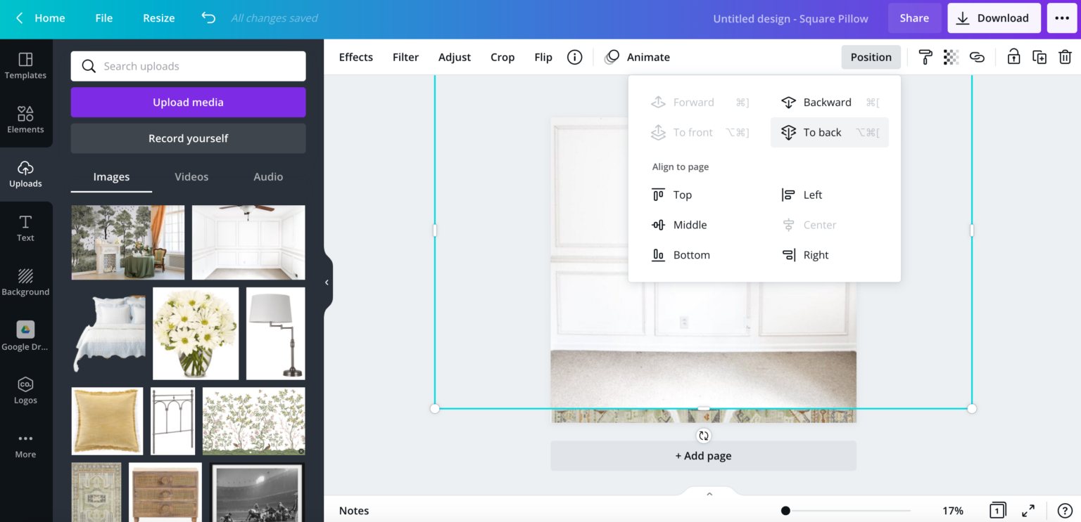 how to make a room design mood board using the canva app