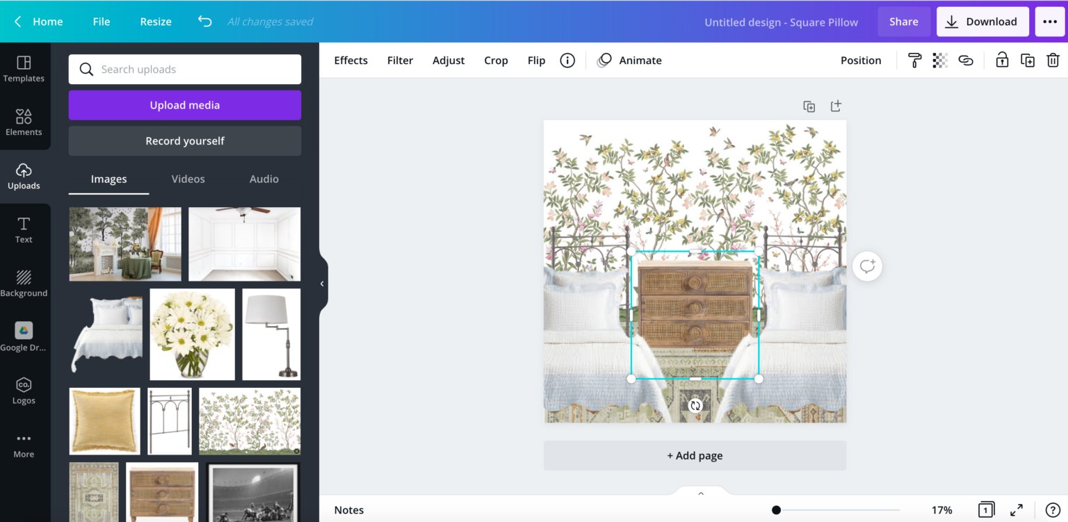 how to layer an image using the canva app