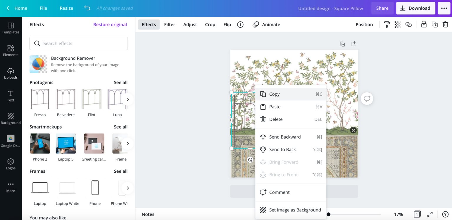 how to duplicate an image using the canva app