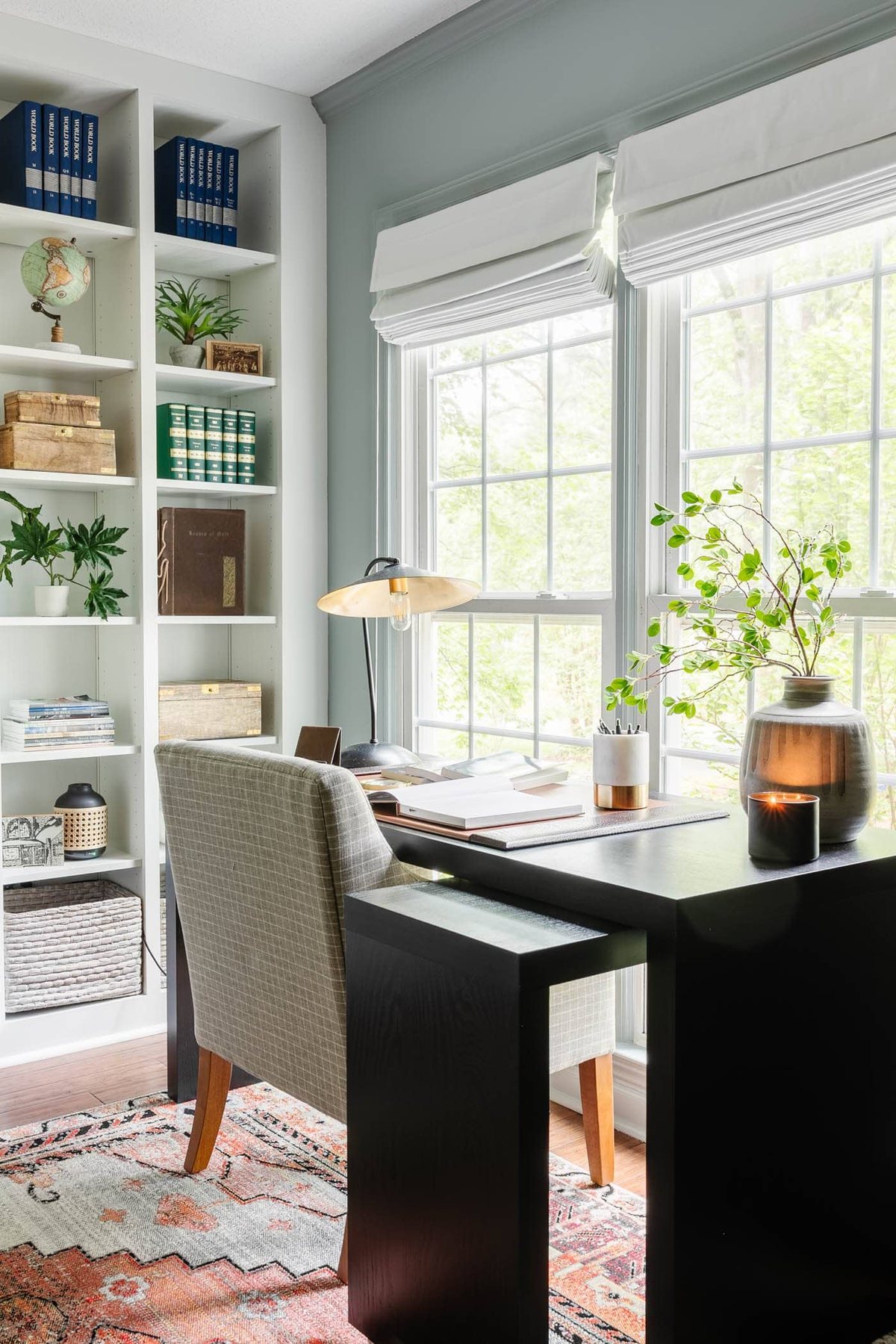 home office desk with built in bookshelves