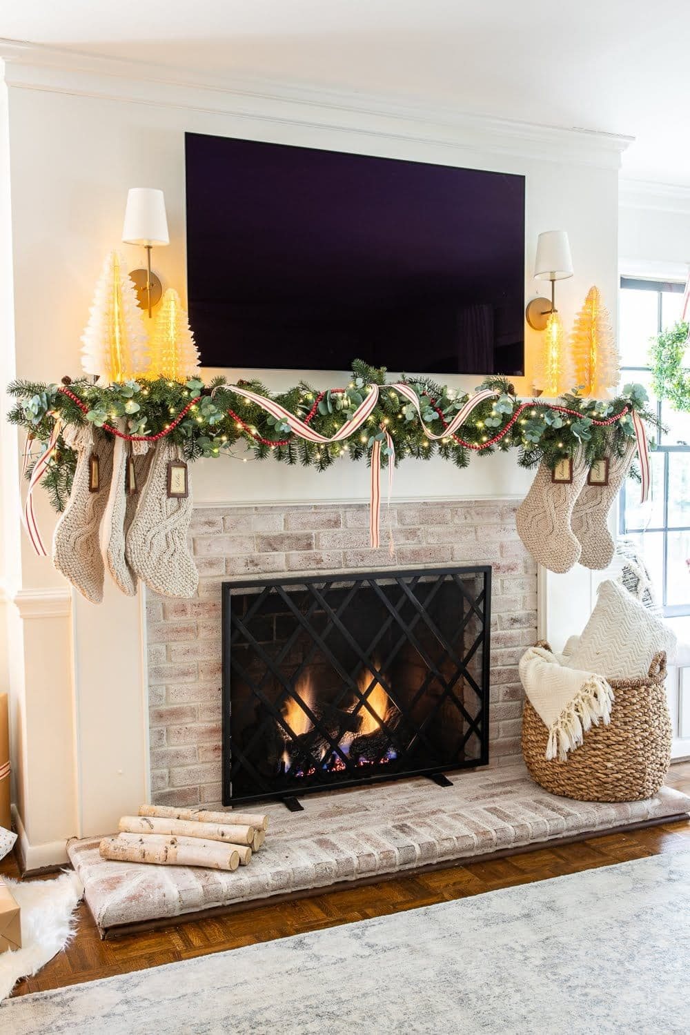 Christmas decor ideas | Christmas mantel decor with TV