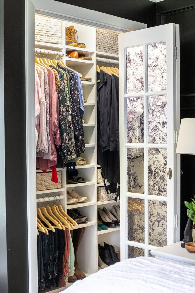 Small Master IKEA Closet Using Billy Bookcases