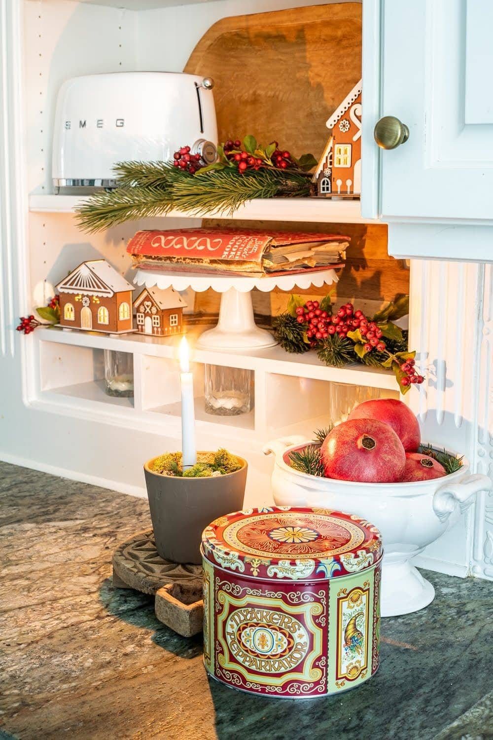 Swedish Christmas kitchen shelves