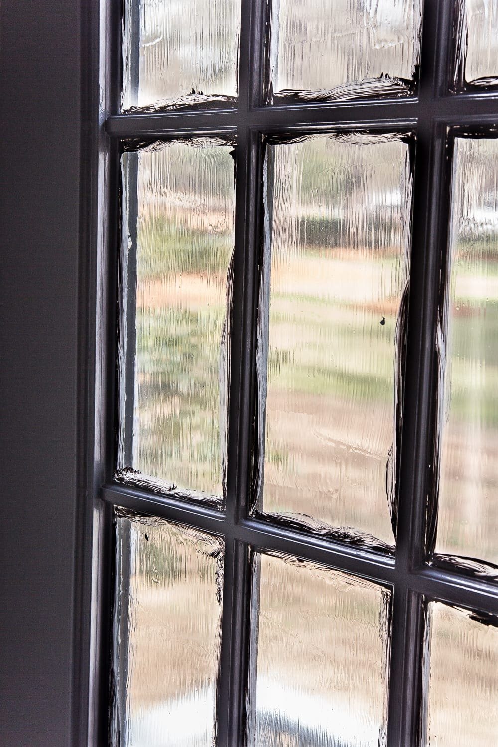 French door brushed with mask and peel as film for glass