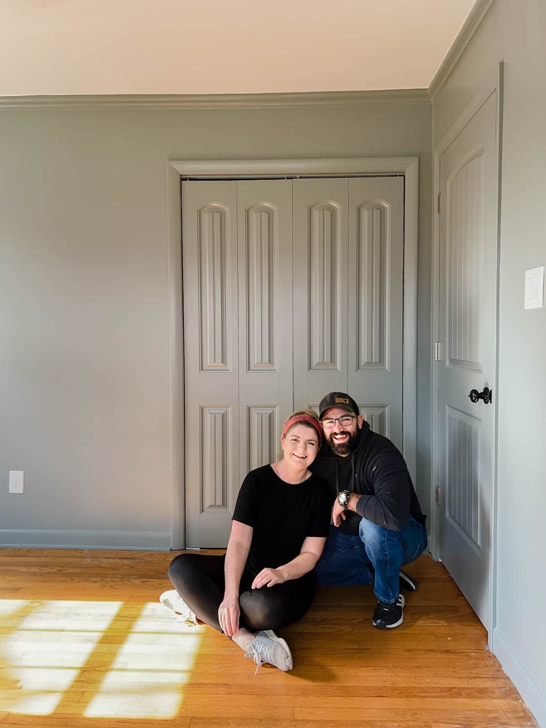 bedroom doors painted Sherwin Williams Evergreen Fog
