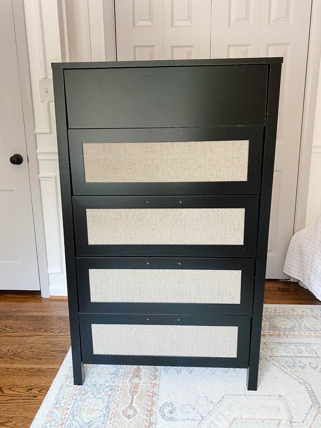 how to paint laminate furniture - laminate dresser with cane webbing