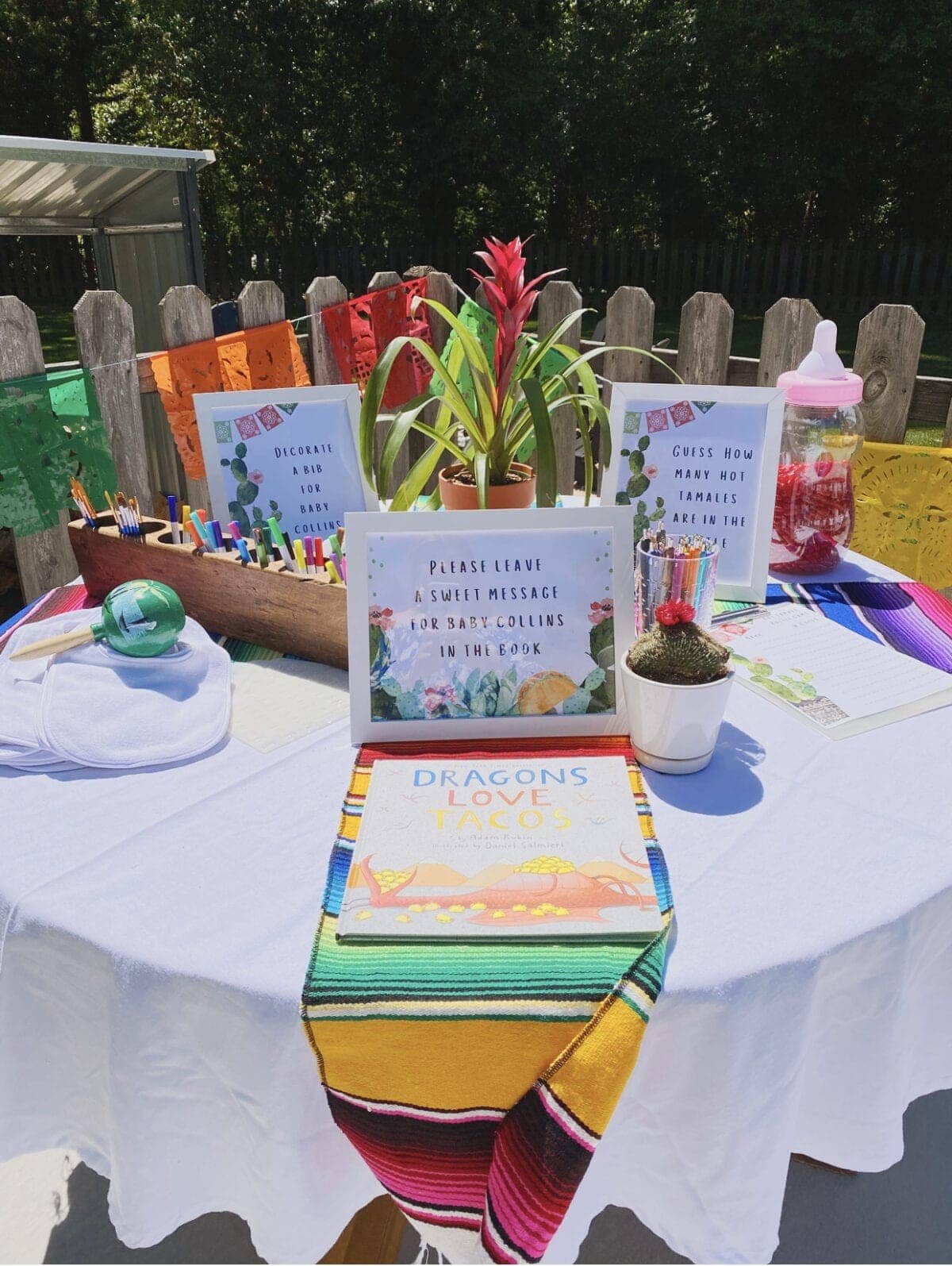 Mexican themed baby shower activity table