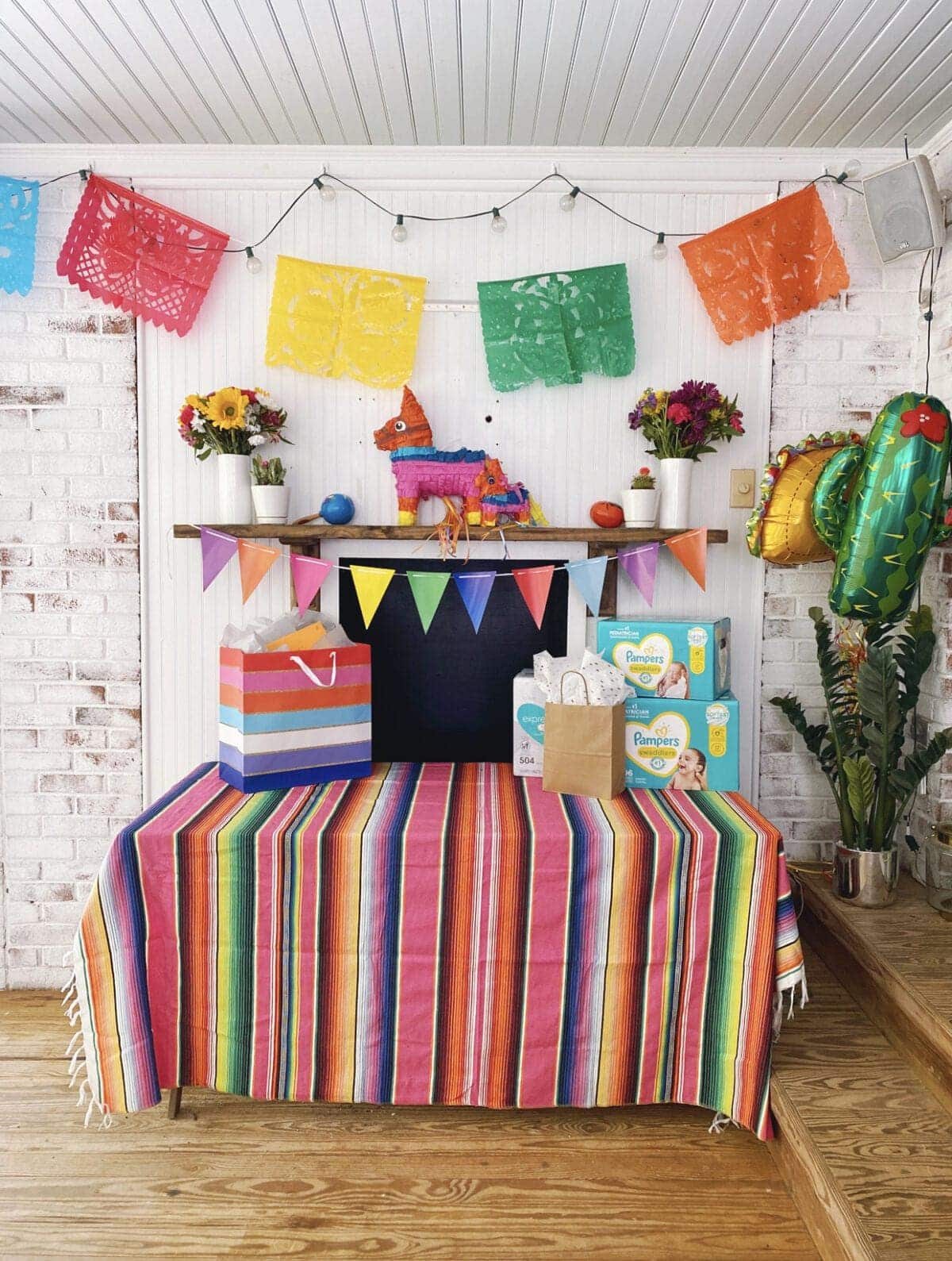 fiesta baby shower gift table