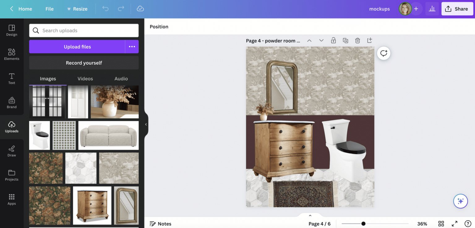 how to make a room mood board in canva