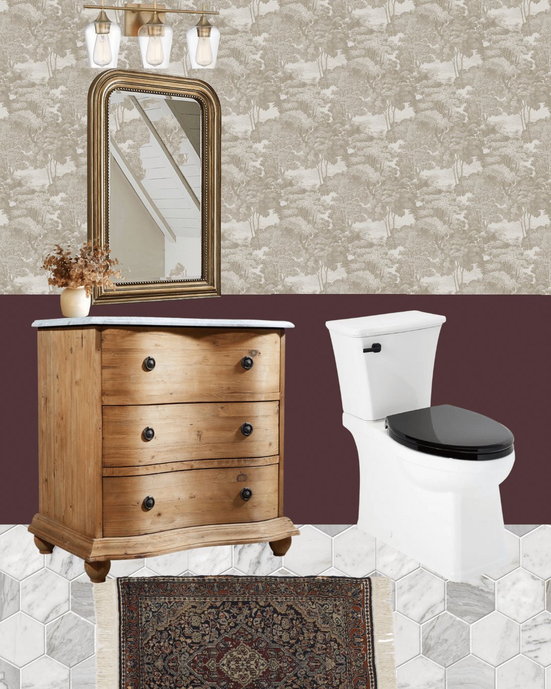 modern traditional powder room mood board
