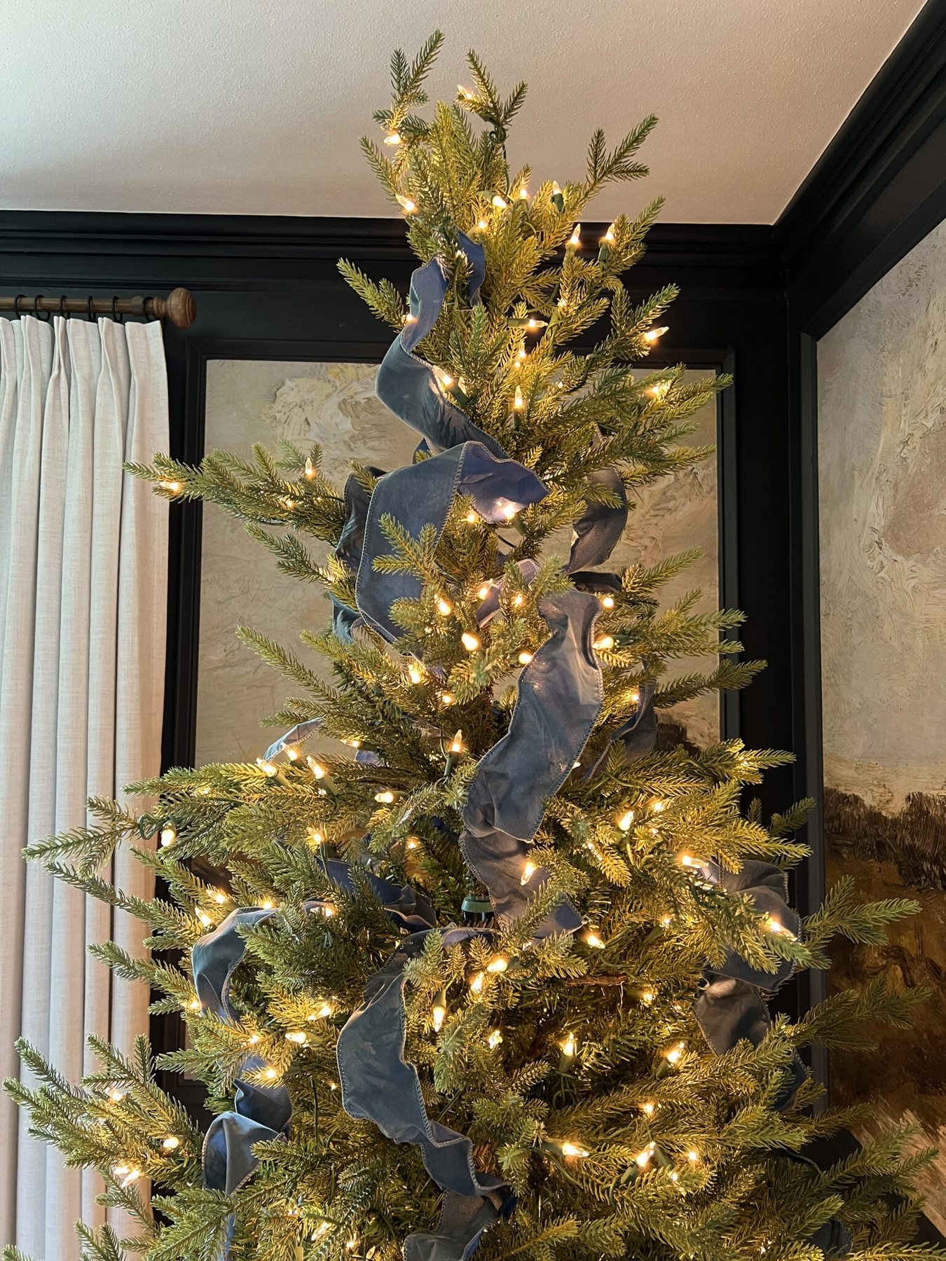 vintage tree ribbon in antique blue