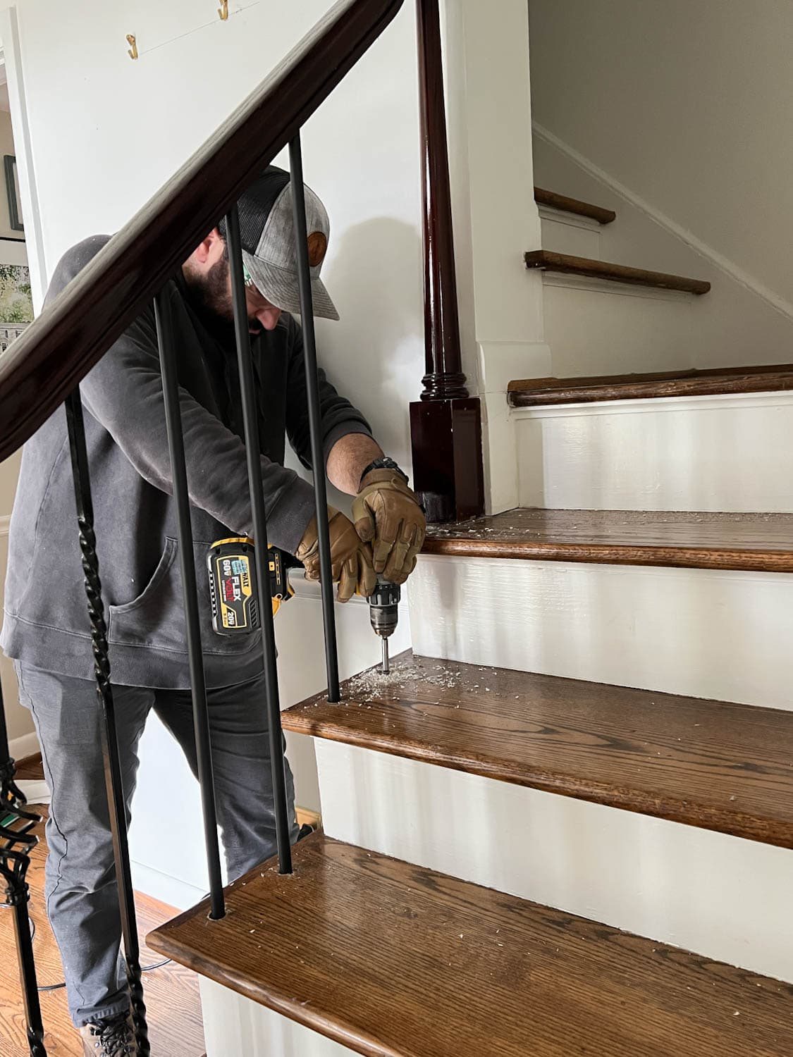 drilling larger stair baluster holes in stair treads