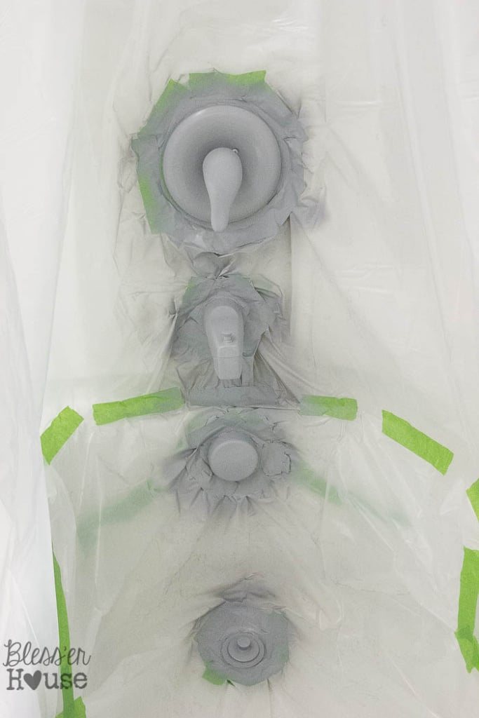 spray painted shower fixtures