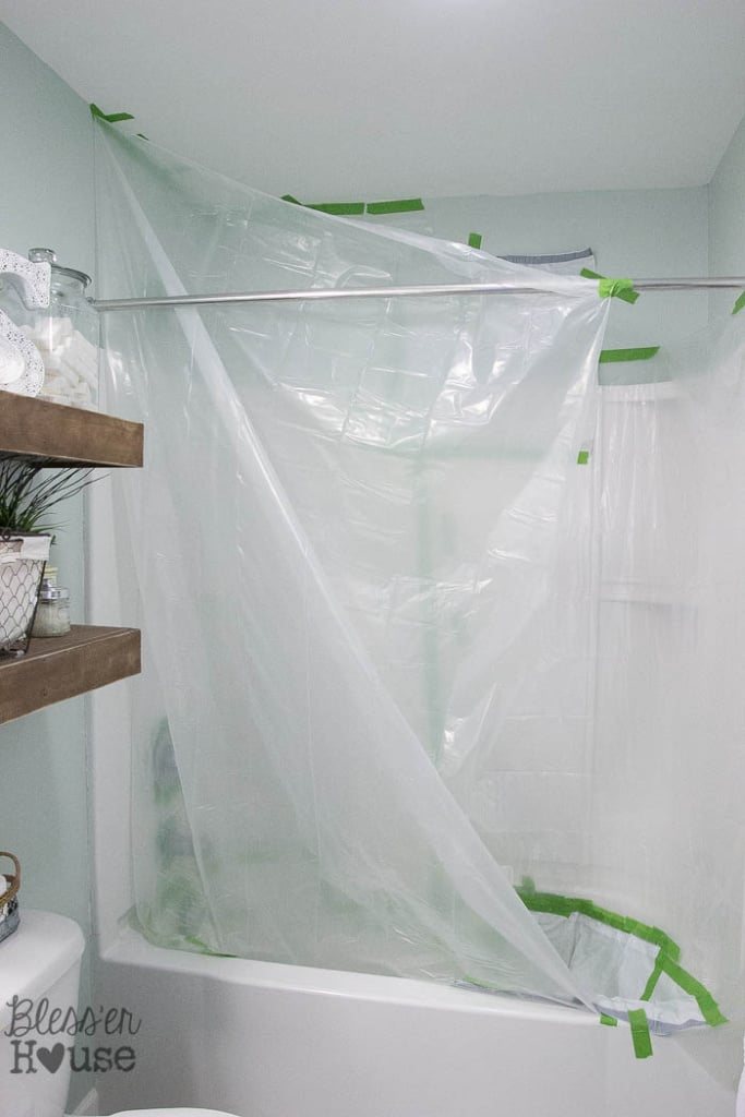 taping to spray paint bathroom fixtures