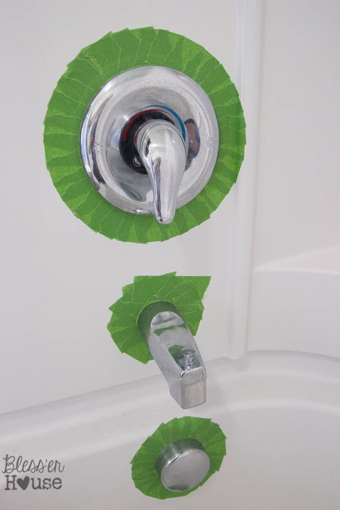 painter's tape to spray paint faucet