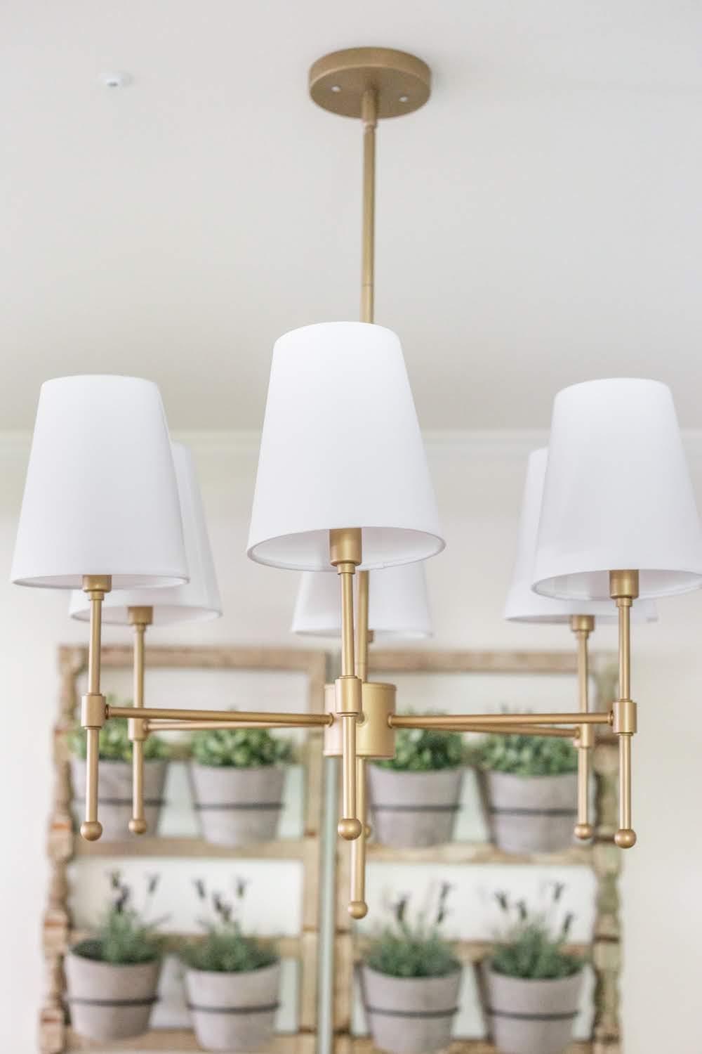 modern brass shaded chandelier