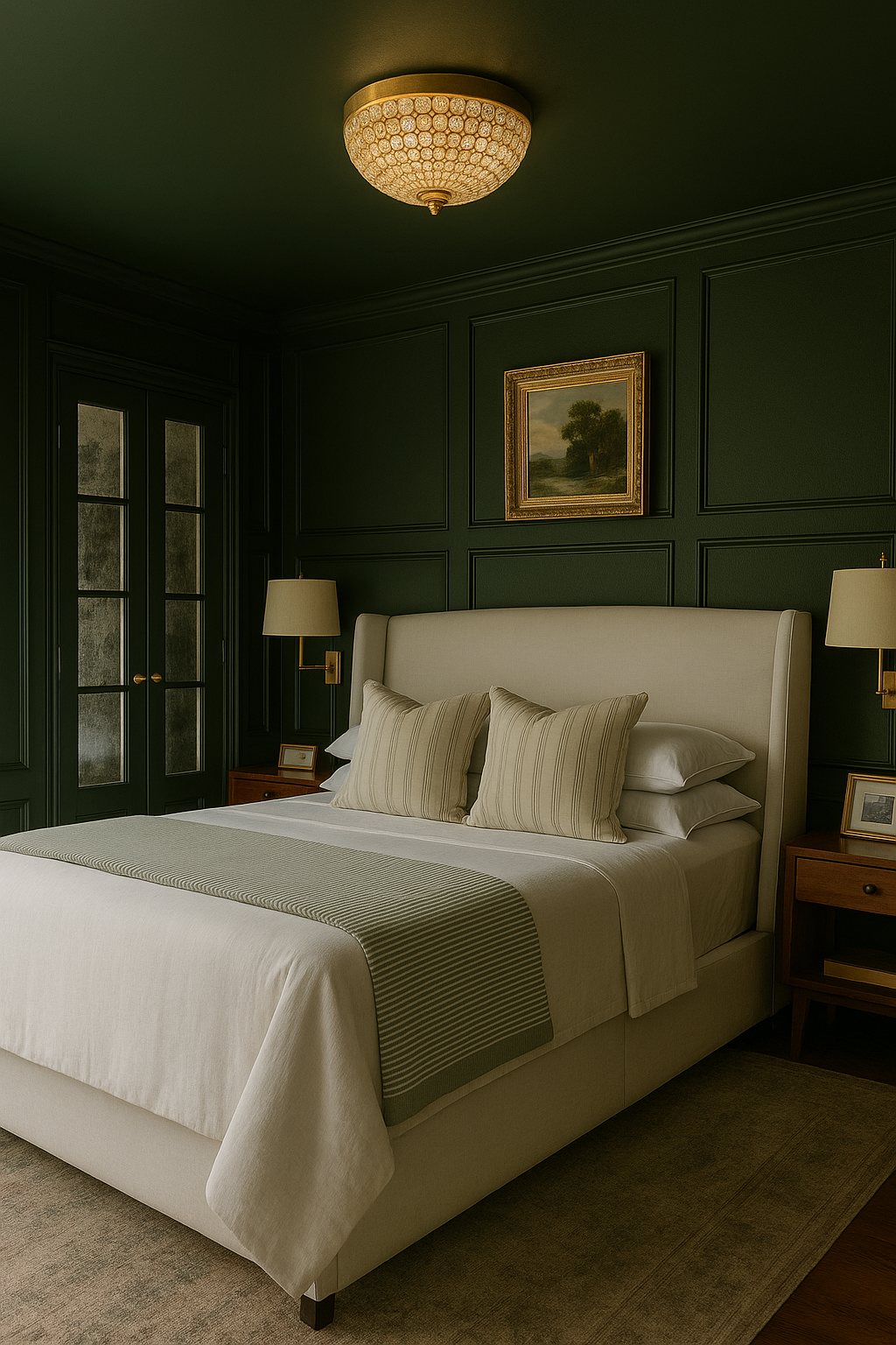 green bedroom chatgpt interior design rendering