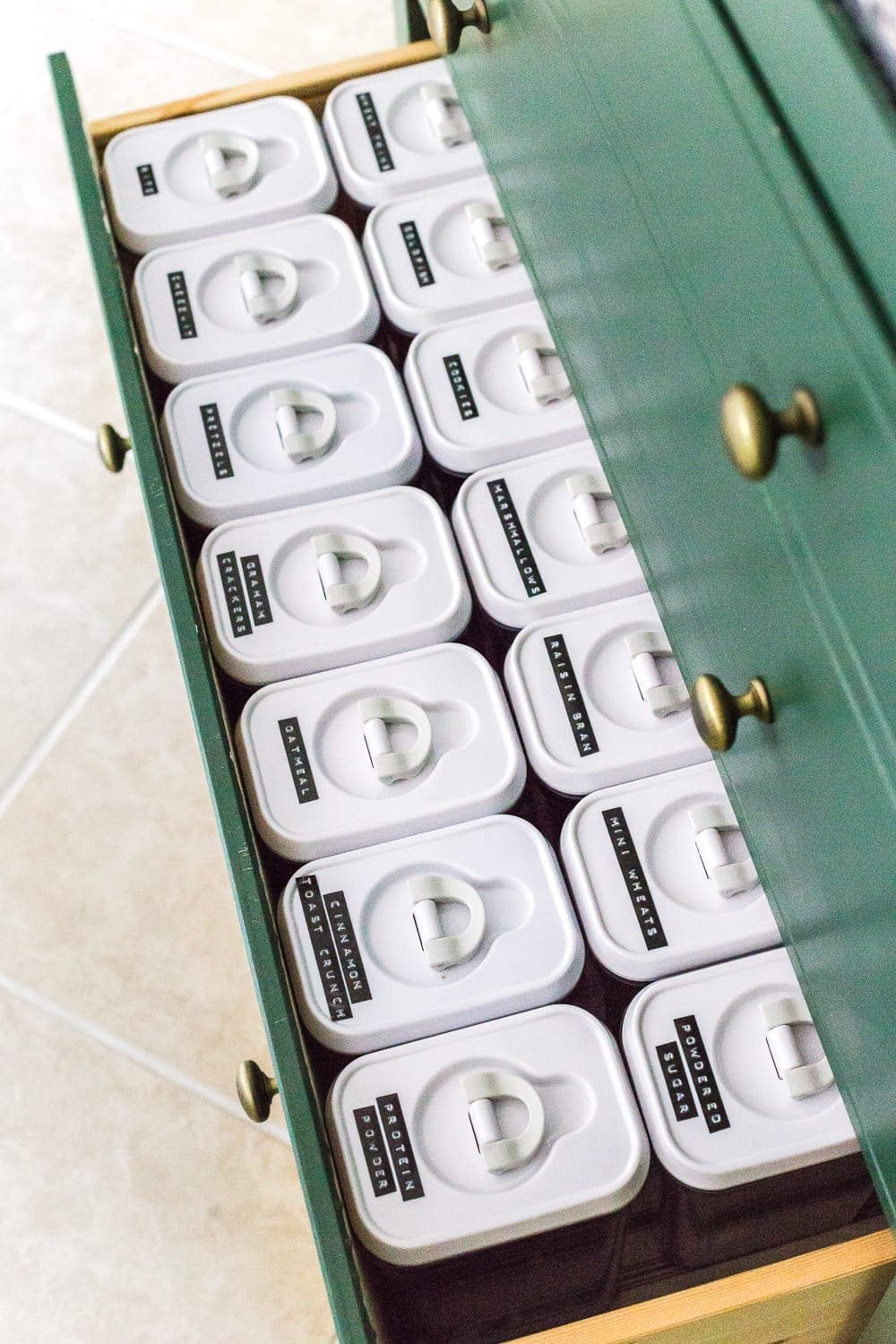 IKEA Hemnes Pantry Cabinet Organization - Tips and ideas for maximizing storage and creating function for food storage in a cabinet to repurpose as a pantry. #pantryorganization