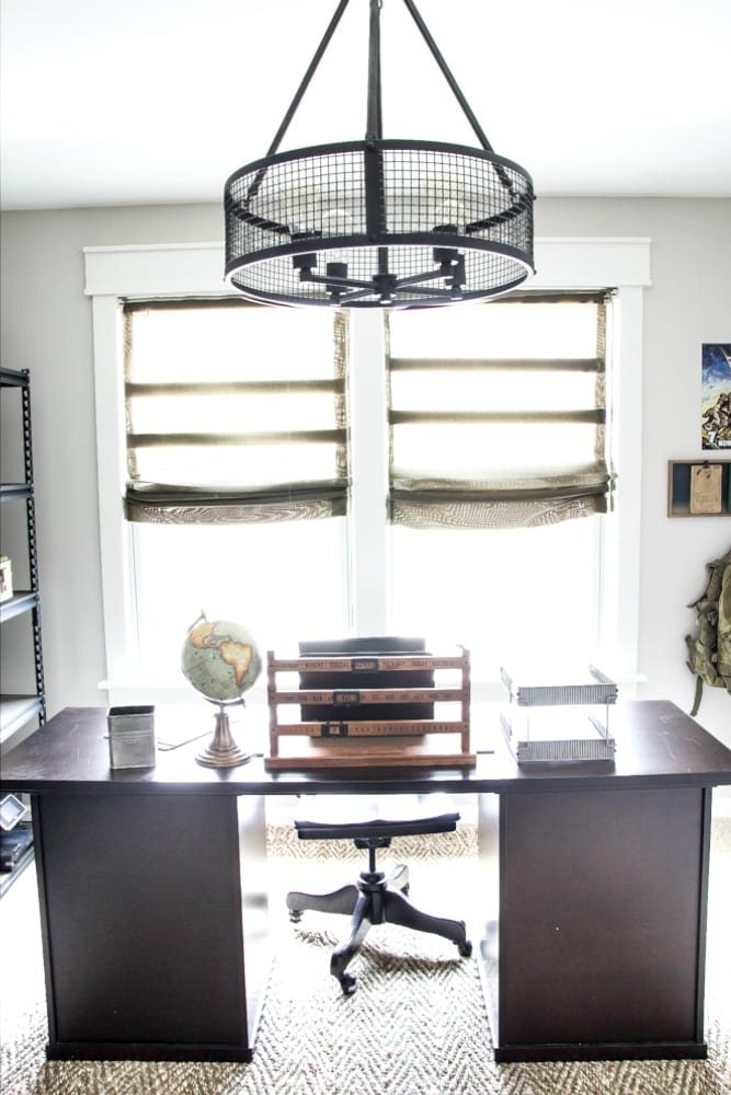 Industrial Military Office Reveal | unigumushane.com - An masculine office makeover using lots of DIYs and thrift finds. Awesome space for a veteran!