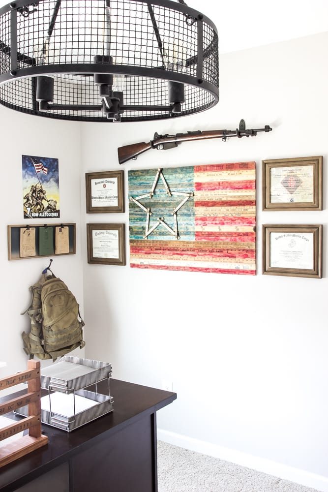 Industrial Military Office Reveal | unigumushane.com - An masculine office makeover using lots of DIYs and thrift finds. Awesome space for a veteran!