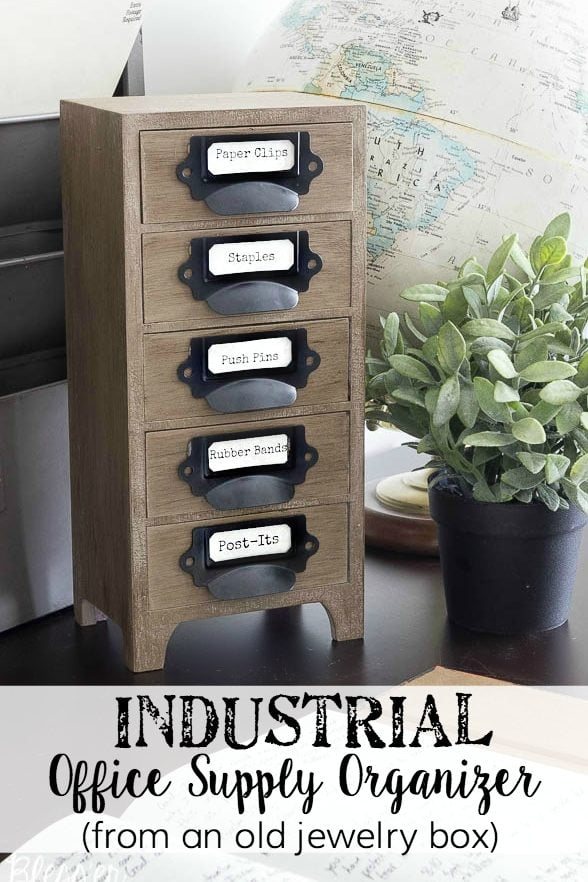 Industrial Office Supply Organizer From an Old Jewelry Box | Unigumushane