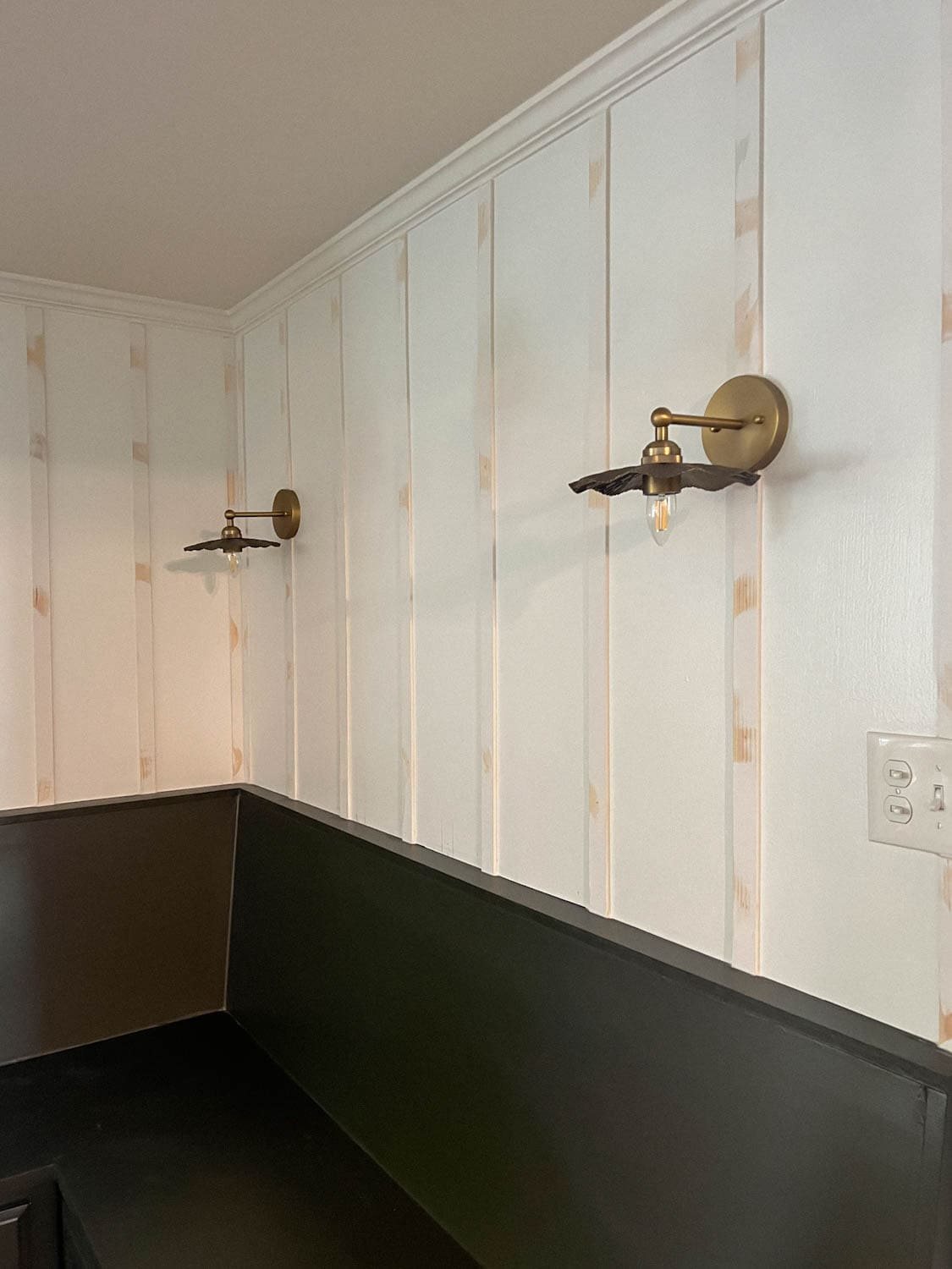 batten wall after caulking, wood filling, and sanding smooth before painting