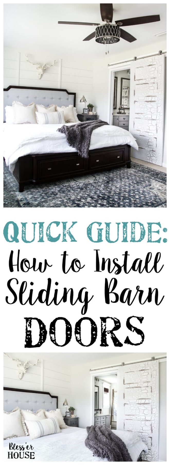 How to Install Sliding Barn Doors | unigumushane.com - A quick tutorial to show how to install sliding barn doors in 5 easy steps using a door hardware kit from @NationalHardware. #sponsored