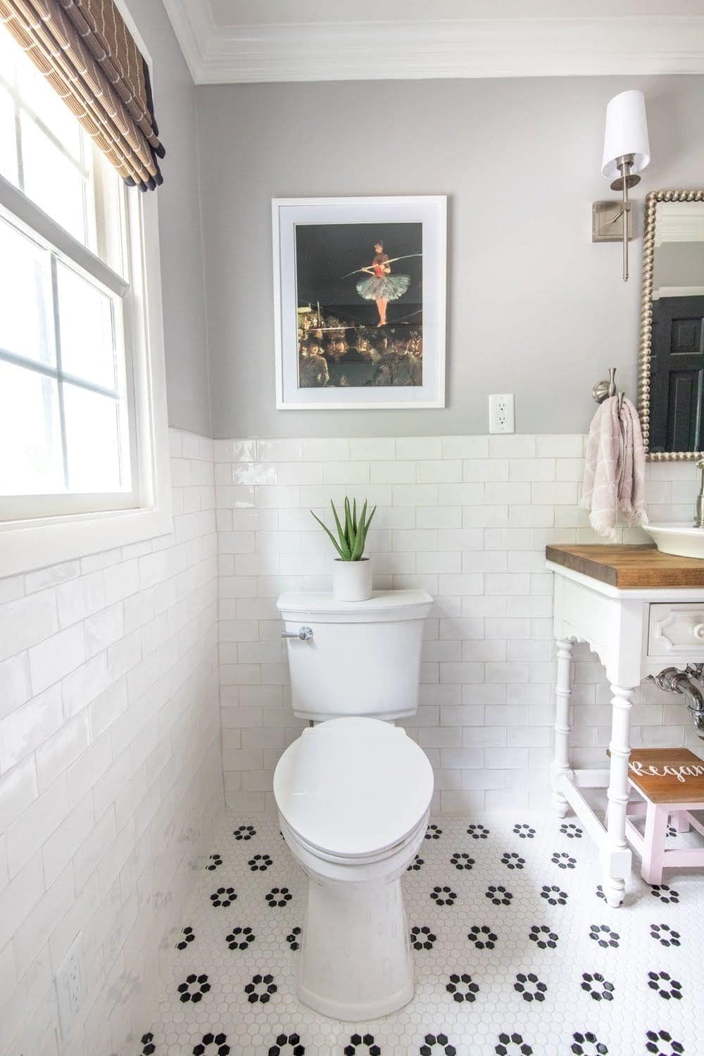 Whimsical, classic kids bathroom makeover | self cleaning toilet from American Standard