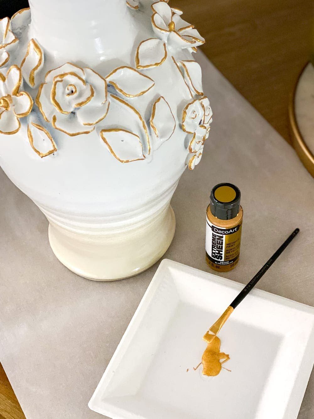 painted gold leaf ceramic flowers