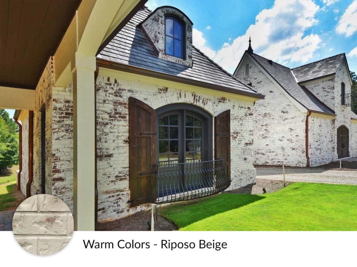 Limewash Brick Exterior Plans | unigumushane.com - A full exterior brick house makeover plan using real slaked limewash paint and trim color options for a classic European look.