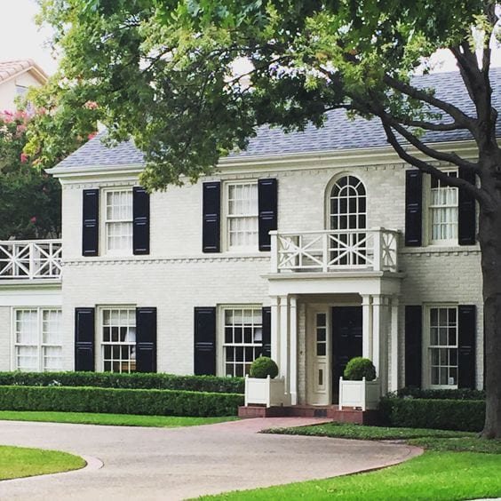 Limewash Brick Exterior Plans | unigumushane.com - A full exterior brick house makeover plan using real slaked limewash paint and trim color options for a classic European look.