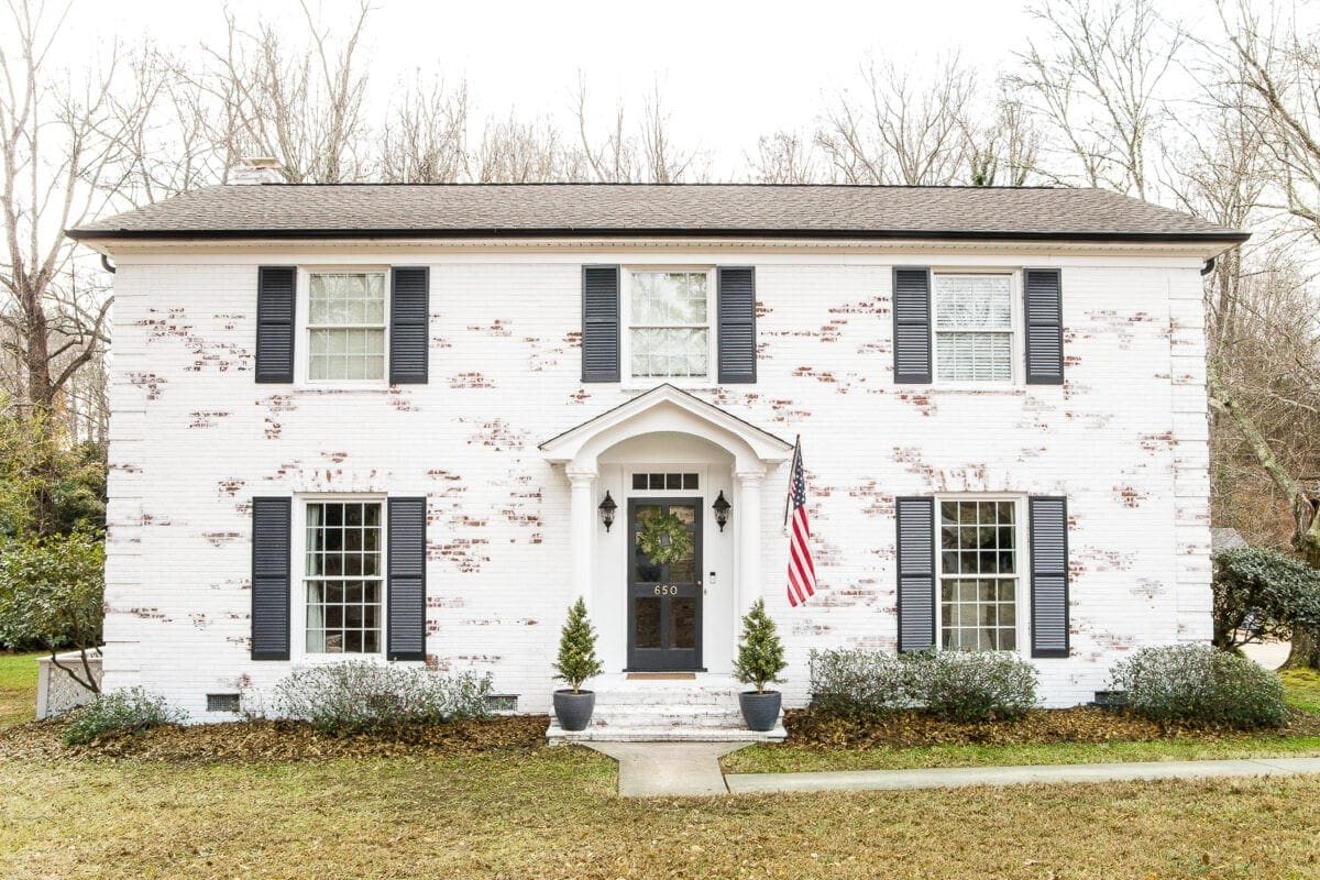 limewashed brick house makeover