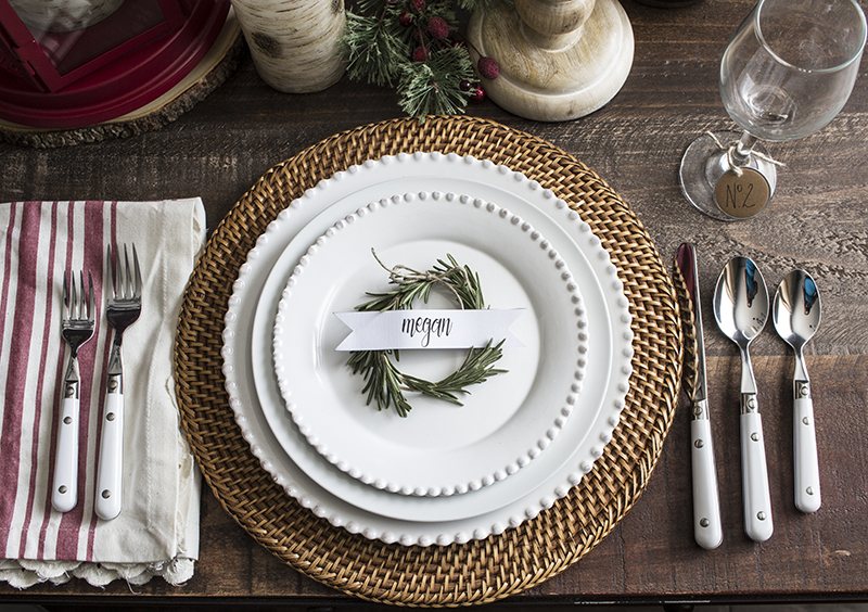 AKA Design Rosemary Wreath Place Cards on Plate 3 BLOG PIC