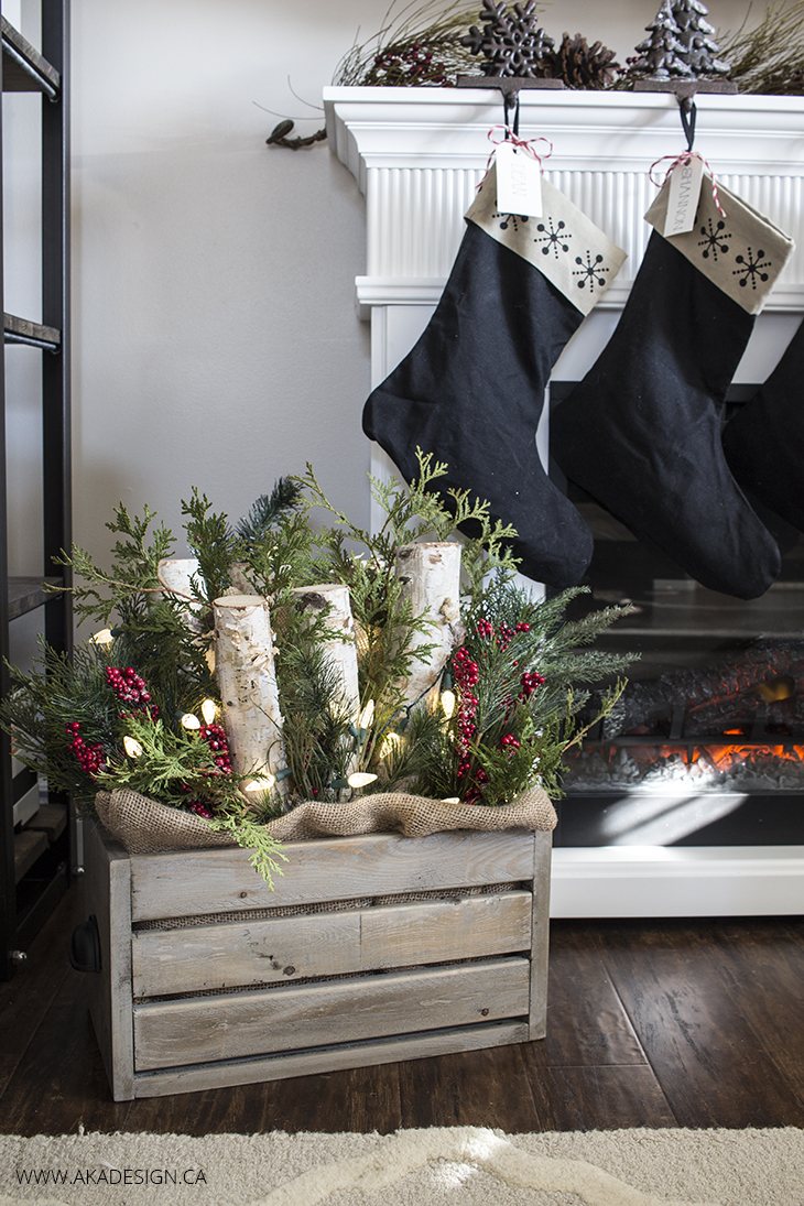 AKA Design Wooden Crate with Greenery and Lights