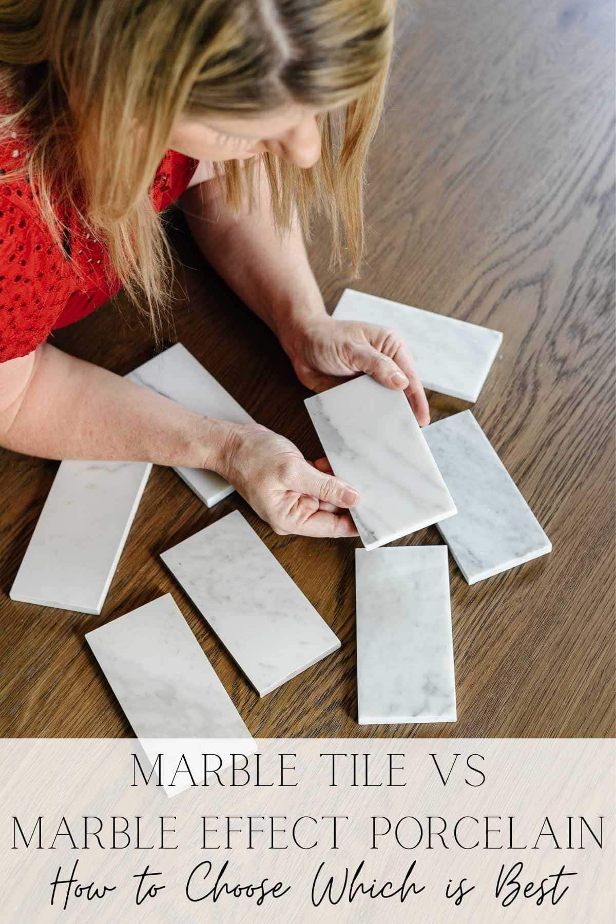 Marble Tile vs Marble Effect Porcelain Tile | The pros and cons of marble tile against marble effect porcelain tile and how to know which is best for your kitchen or bathroom remodel.