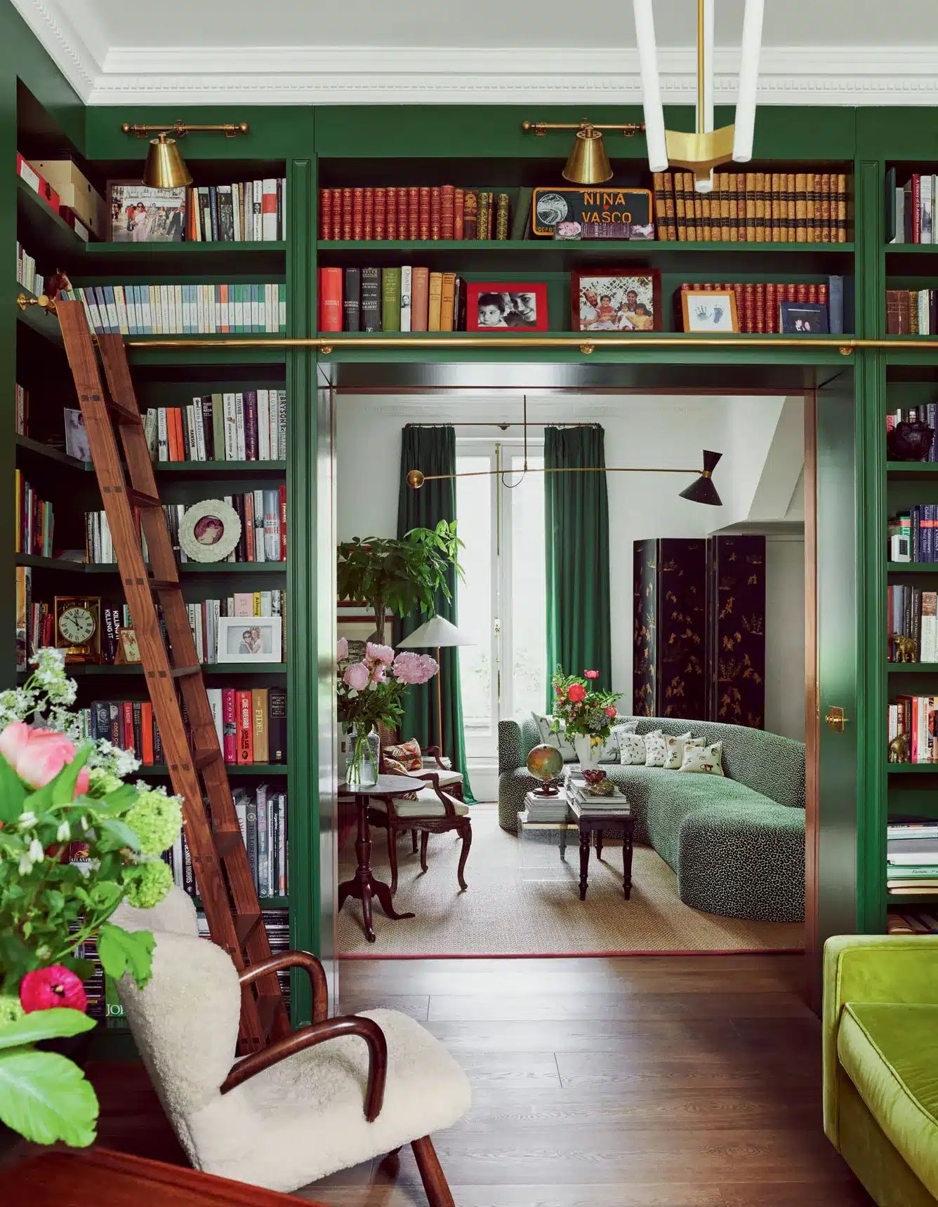 built in bookcases surrounding a doorway