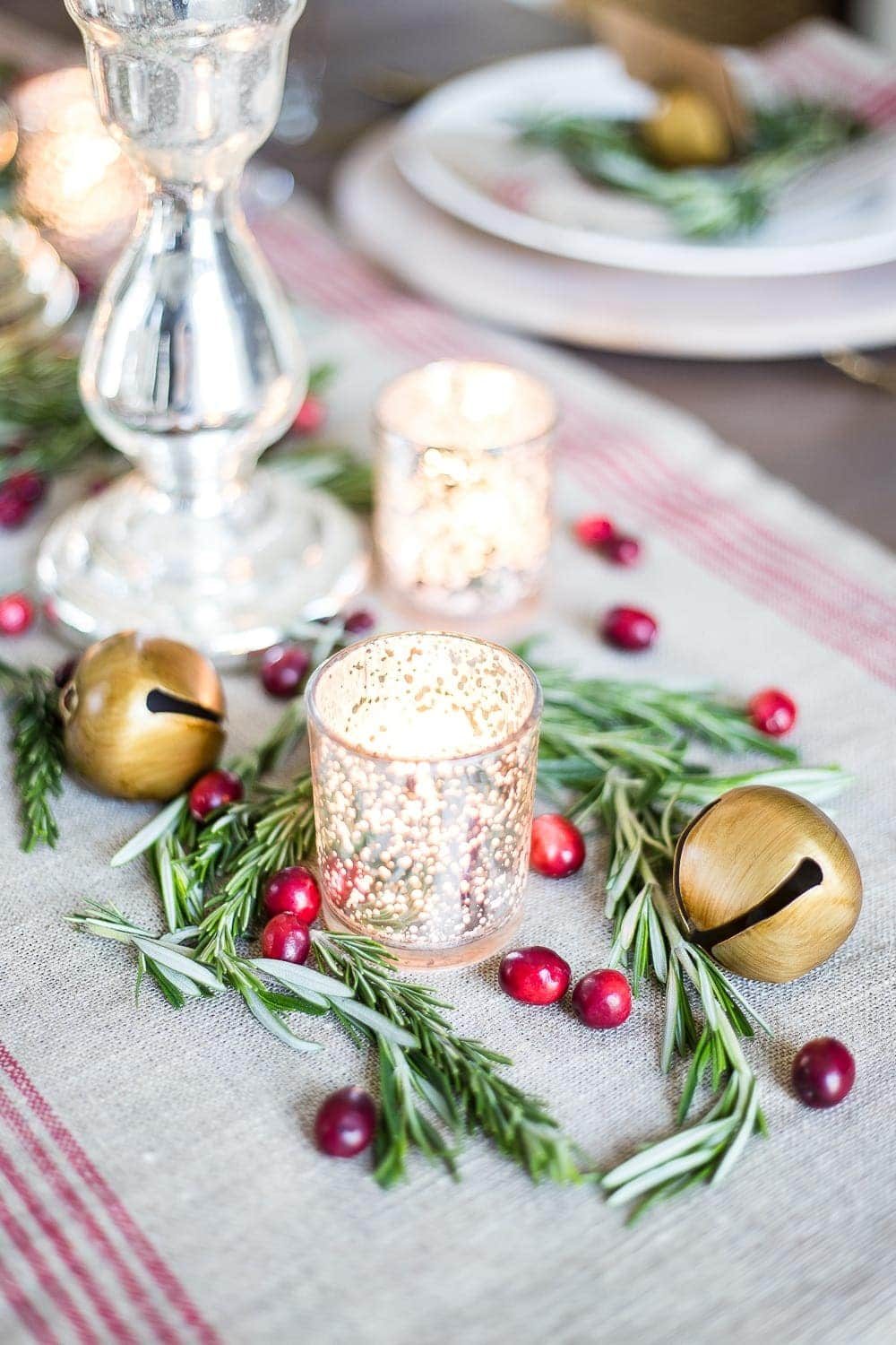 Mercury Glass Christmas Tablescape | unigumushane.com - How to set up a vintage glam mercury glass Christmas tablescape with tips and sources for how to do it on a budget. #christmasdecor #christmastablescape #holidaydecor #christmasdiningroom