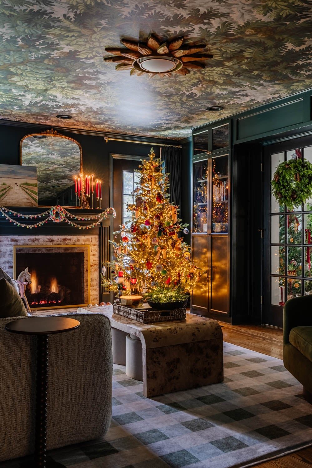 moody traditional Christmas media room / home theater room