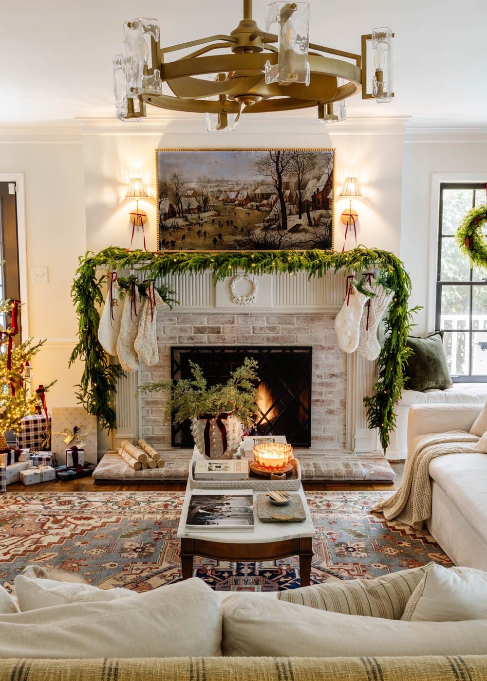 modern traditional colonial christmas home tour living room