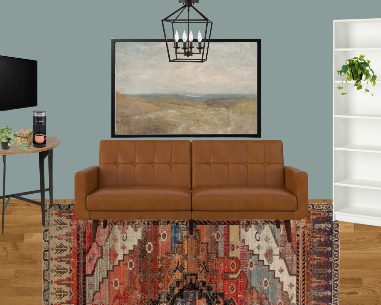 guest futon reading space in home office mood board