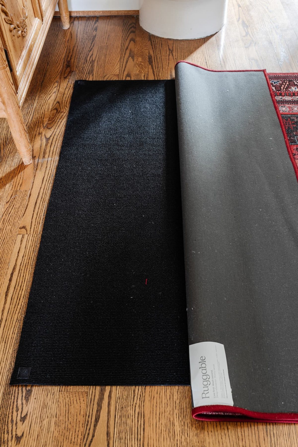 ruggable rug cover on top of rug pad