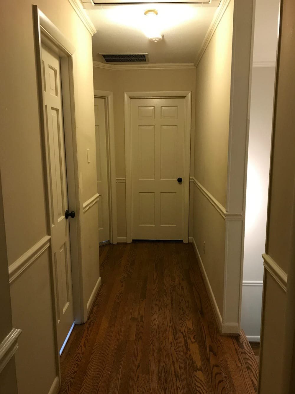 beige hallway before and after home tour